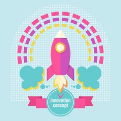 innovation concept with rocket