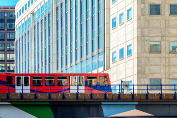 Docklands Light Railway in Canary Wharf, London