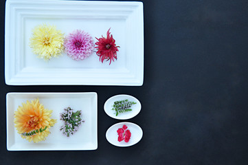 flowers on tray