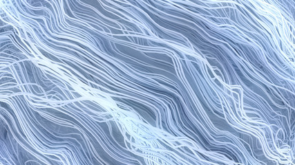 Curl noise flow abstract white lines 3d rendering background