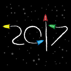 New Year concept - rockets left traces in the form of numbers 20