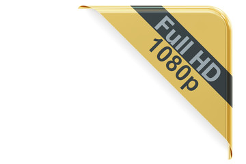 Full HD 1080 concept, corner 3D rendering