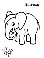 Children's coloring book that says Paint me. Elephant