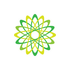 Eco icon green abstract symbol. Vector illustration isolated on the light background. Fashion graphic design. Beauty concept. Vivid colors plant logo. Smooth shape. Plain flat style colors.