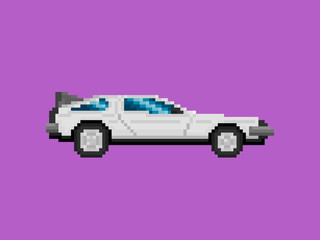 Pixel Art Style Retro Car
