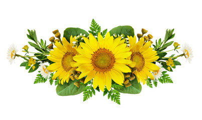 Sunflowers and wild flowers arrangement