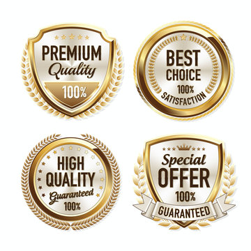 Set of Luxury Gold Quality Badges