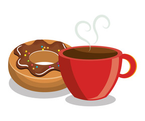 donut coffee sweet dessert isolated vector illustration eps 10