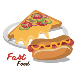 hot dog pizza fast food design isolated vector illustration eps 10