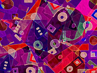 This geometric abstract in hue variations has a strong optical and color appeal that children will love.