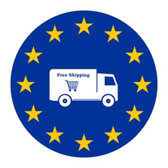 Camion de livraison gratuit dans un drapeau europ&eacute;en