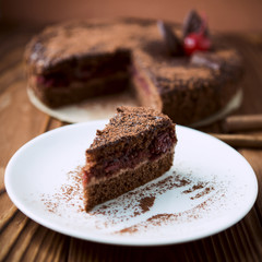 Chocolate cake portion
