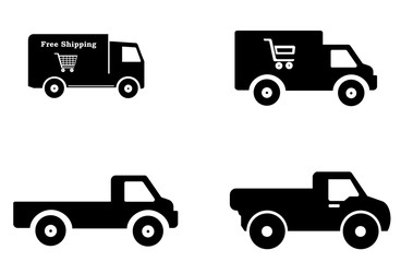 Camion de livraison en 4 icônes