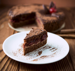 Fototapeta na wymiar Chocolate cake portion