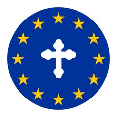 Croix dans un drapeau européen