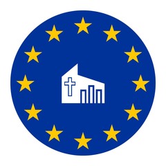 Eglise dans un drapeau européen