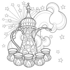 Arabic coffee maker dalla with cups.