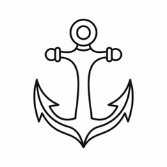 Anchor in outline style isolated on white background vector illustration