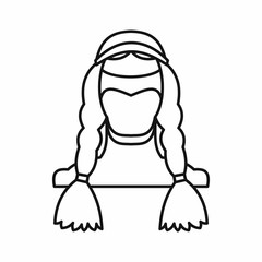 North American Indian in outline style isolated on white background vector illustration