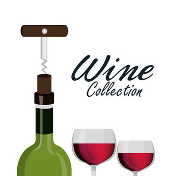 wine glass corkscrew label design isolated vector illustration eps 10