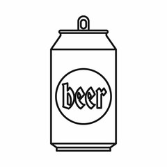 Beer can 500 in outline style isolated on white background vector illustration