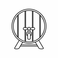Beer barrel in outline style isolated on white background vector illustration