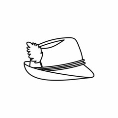Oktoberfest tirol hat in outline style isolated on white background vector illustration