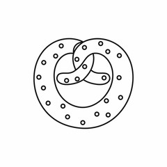 Pretzel for Oktoberfest in outline style isolated on white background vector illustration