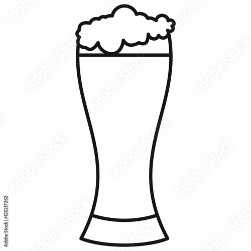 "Glass of beer in outline style isolated on white background vector