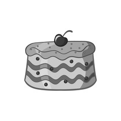 Cake icon in black monochrome style isolated on white background. Food symbol vector illustration