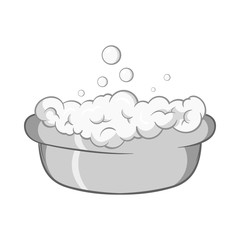 Bath for baby icon in black monochrome style isolated on white background. Child care symbol vector illustration