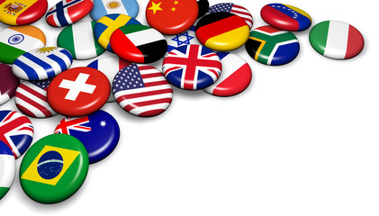 International World Flags On Badges