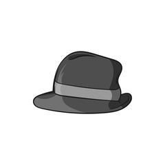 Mens hat icon in black monochrome style isolated on white background. Headdress symbol vector illustration