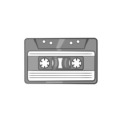 Obraz premium Audio cassette icon in black monochrome style isolated on white background. Music symbol vector illustration