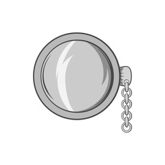 Pocket watch icon in black monochrome style isolated on white background. Time symbol vector illustration