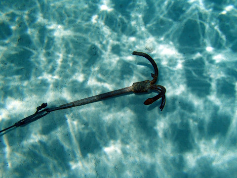 anchored on the seabed