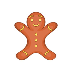 Gingerbread man cookie in cartoon style isolated on white background vector illustration