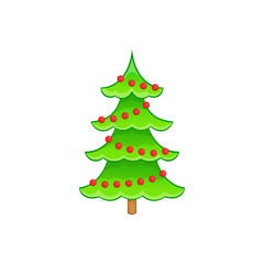 Christmas tree in cartoon style isolated on white background vector illustration