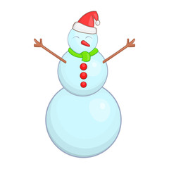Snowman in cartoon style isolated on white background vector illustration