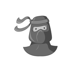 Ninja icon in black monochrome style isolated on white background. Spy symbol vector illustration