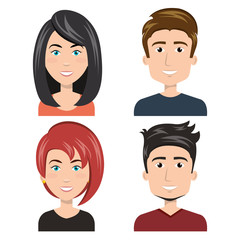 set diverse persons young isolated vector illustration eps 10
