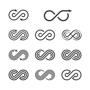 Infinity Logo Template Set. Infinite Symbol Icon Collection. Vec