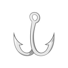 Hook for fishing icon in black monochrome style isolated on white background. Fishing symbol vector illustration
