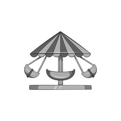 Childrens carousel icon in black monochrome style isolated on white background. Attraction symbol vector illustration