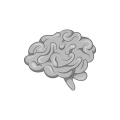 Brain icon in black monochrome style isolated on white background. Human organs symbol vector illustration