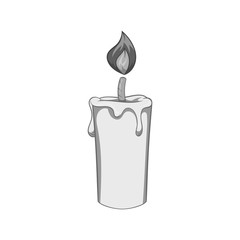 Candle icon in black monochrome style isolated on white background. Light symbol vector illustration