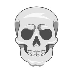 Skull icon in black monochrome style isolated on white background. Death symbol vector illustration