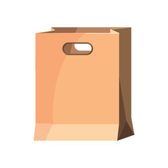 Brown paper bag in cartoon style isolated on white background vector illustration