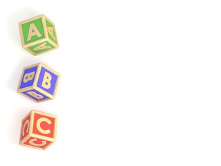 ABC list. Letter blocks A, B and C isolated