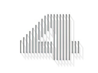 Silver, steel wire font. Number FOUR 4